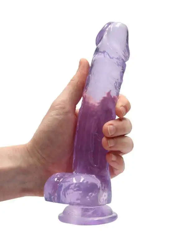 Dildo RealRock Crystal Clear 19 cm Roxo