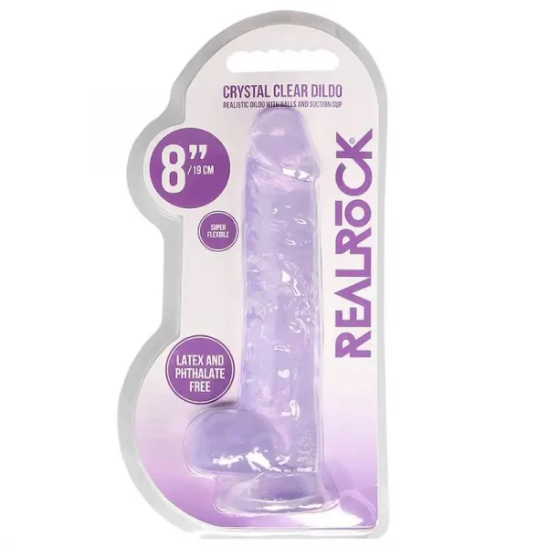 Dildo RealRock Crystal Clear 19 cm Roxo