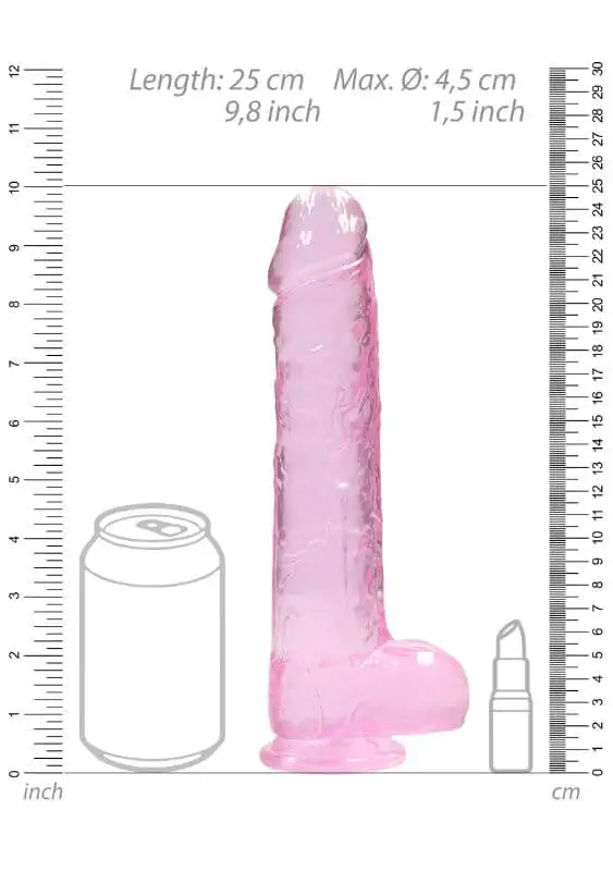 Dildo RealRock Crystal Clear 22 cm Rosa