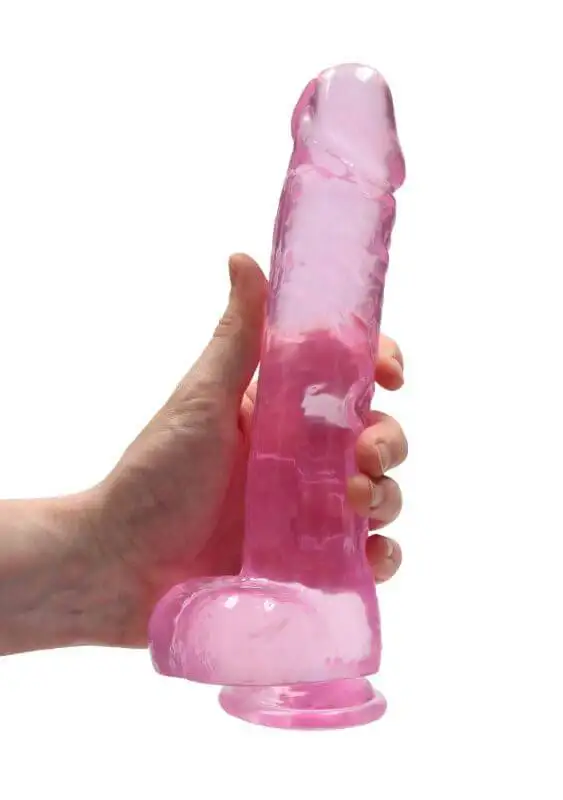 Dildo RealRock Crystal Clear 22 cm Rosa