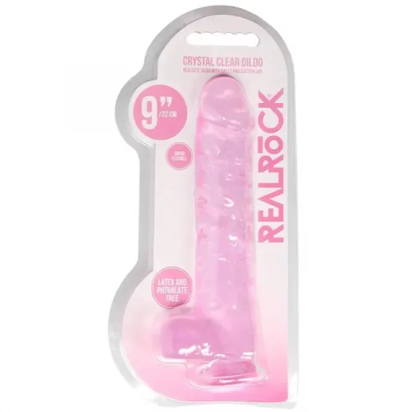 Dildo RealRock Crystal Clear 22 cm Rosa