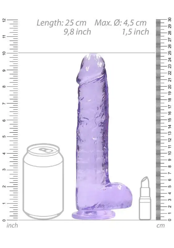Dildo RealRock Crystal Clear 22 cm Roxo