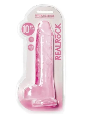 Dildo RealRock Crystal Clear 25,4 cm Rosa