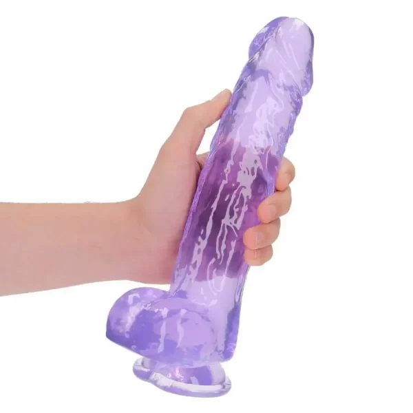 Dildo RealRock Crystal Clear 25,4 cm Roxo