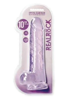Dildo RealRock Crystal Clear 25,4 cm Roxo