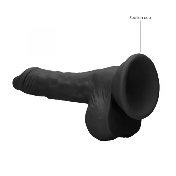 Dildo RealRock Dong With Testicles 18.6 cm Preto
