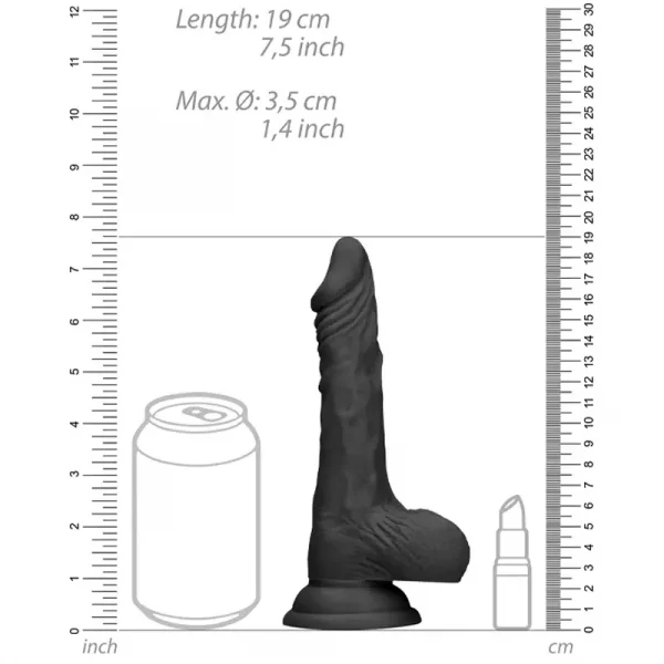 Dildo RealRock Dong With Testicles 18.6 cm Preto