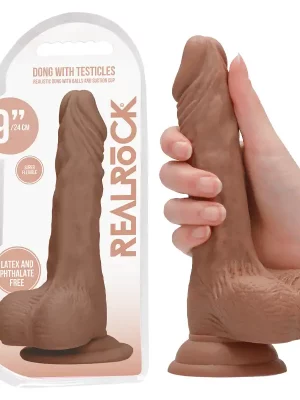 Dildo RealRock Dong With Testicles 23.7 cm Mulato