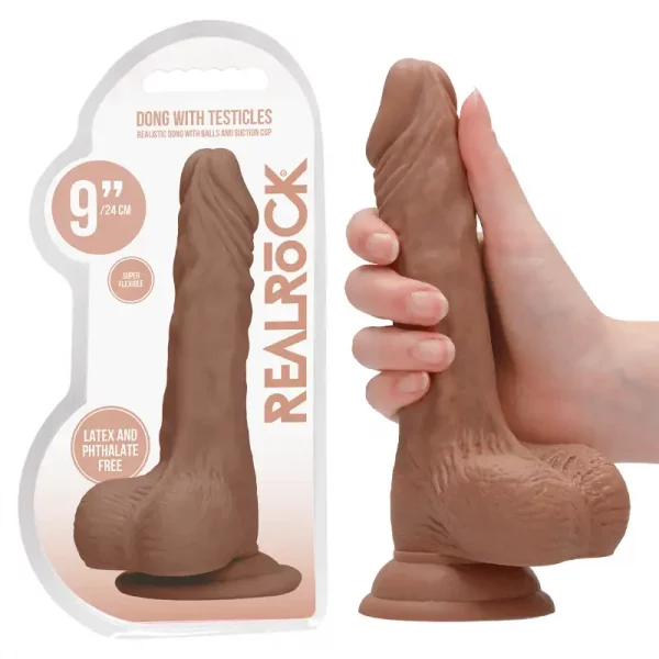 Dildo RealRock Dong With Testicles 23.7 cm Mulato