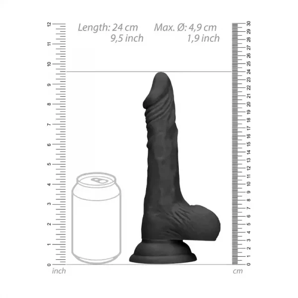 Dildo RealRock Dong With Testicles 23.7 cm Preto