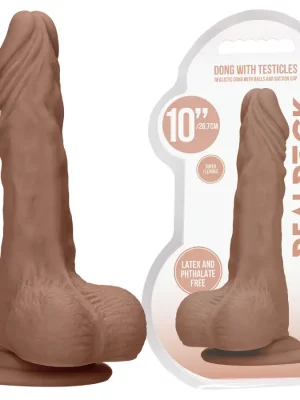 Dildo RealRock Dong With Testicles 27 cm Castanho