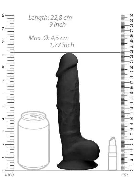 Dildo RealRock Ultra 9" com Testículos Preto