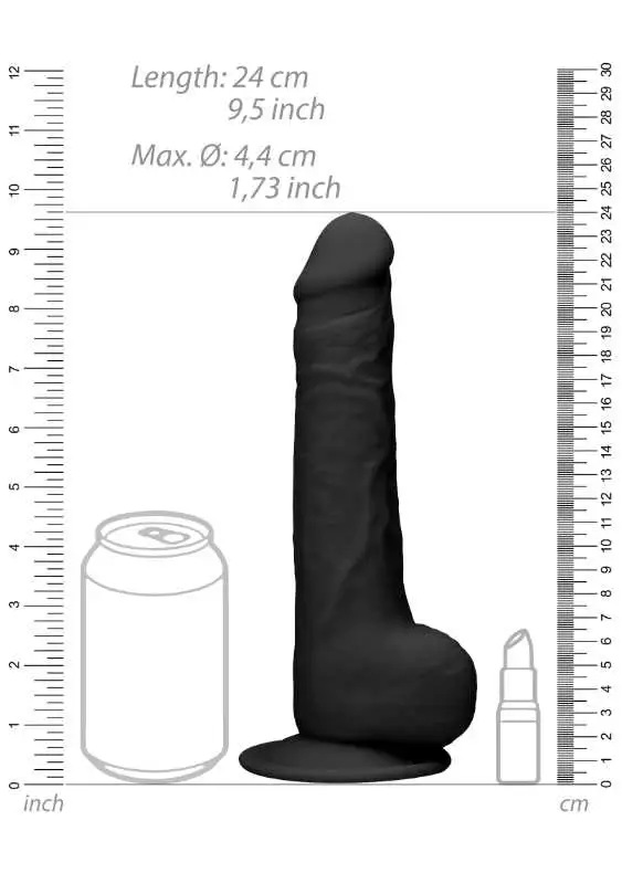 Dildo RealRock Ultra 9.5" com Testículos Preto