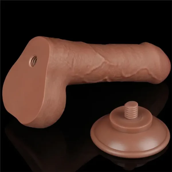 Dildo Sliding Skin Dual Layer Dong 7" Castanho