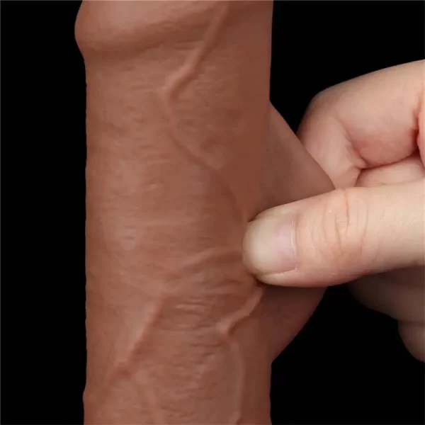 Dildo Sliding Skin Dual Layer Dong 7" Castanho