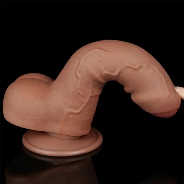 Dildo Sliding Skin Dual Layer Dong 7" Castanho