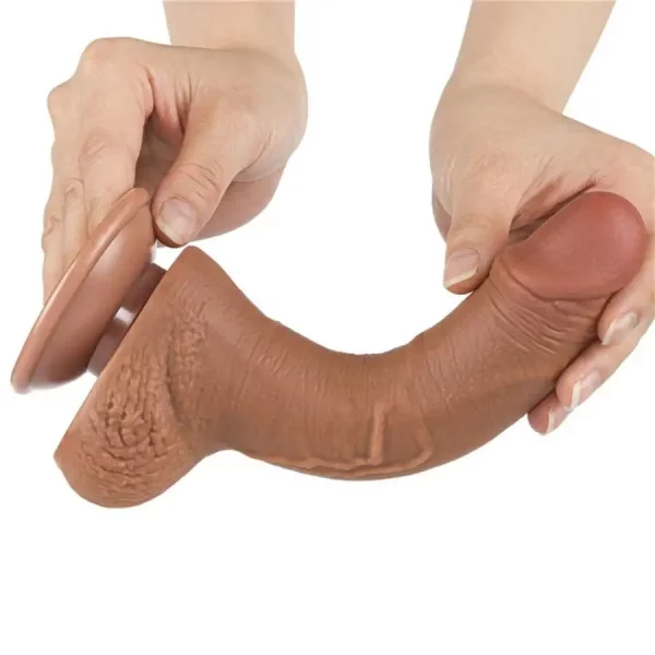 Dildo Sliding Skin Dual Layer Dong 7.5" Castanho