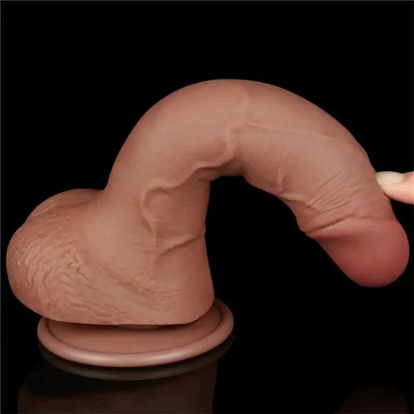 Dildo Sliding Skin Dual Layer Dong 7.5" Castanho