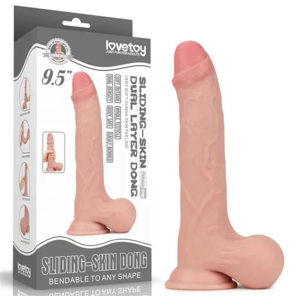 Dildo Sliding Skin Dual Layer Dong 9,5" Natural