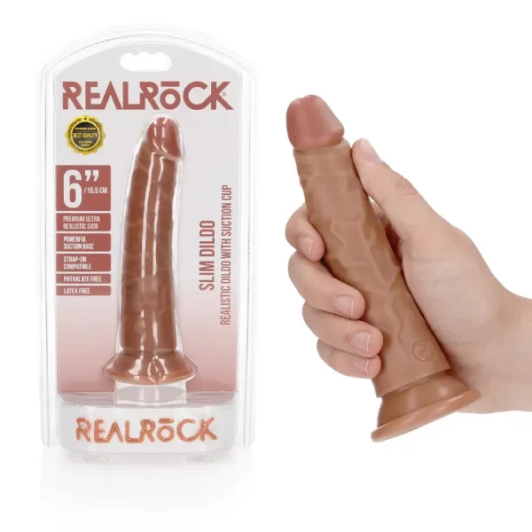 Dildo Slim sem Testículos 6"/15,5 cm Mulato