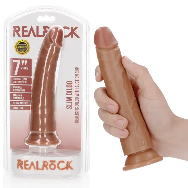 Dildo Slim sem Testículos 7"/18 cm Mulato