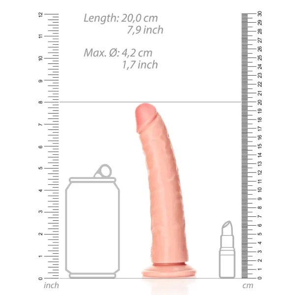 Dildo Slim sem Testículos 7"/18 cm Pele Clara