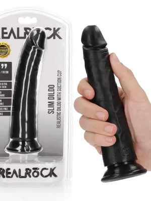 Dildo Slim sem Testículos 7"/18 cm Preto