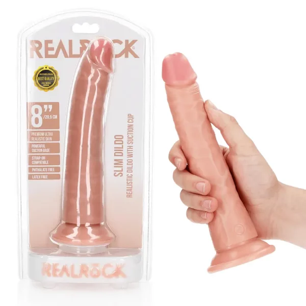 Dildo Slim sem Testículos 8"/20,5 cm Pele Clara