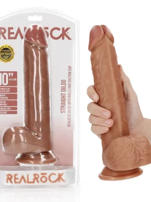 Dildo Straight com Testículos 10"/25,5 cm Mulato