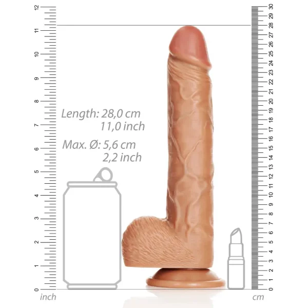 Dildo Straight com Testículos 10"/25,5 cm Mulato