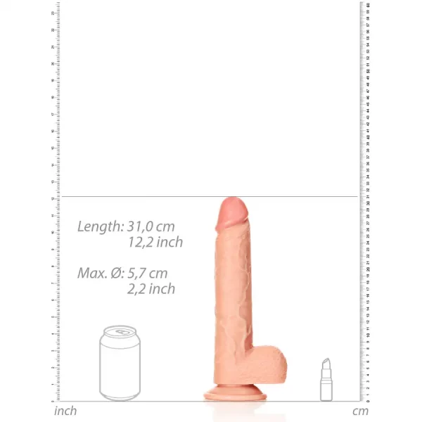 Dildo Straight com Testículos 11"/28 cm Pele Clara