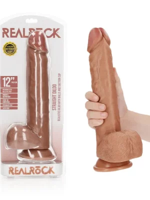 Dildo Straight com Testículos 12"/30,5 cm Mulato