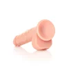 Dildo Straight com Testículos 7"/18 cm Pele Clara