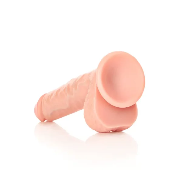 Dildo Straight com Testículos 7"/18 cm Pele Clara