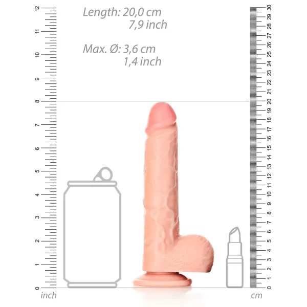 Dildo Straight com Testículos 7"/18 cm Pele Clara