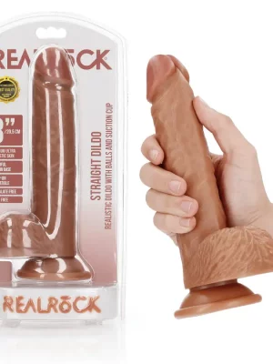 Dildo Straight com Testículos 8"/20,5 cm Mulato