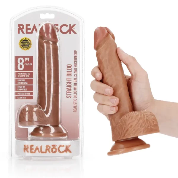 Dildo Straight com Testículos 8"/20,5 cm Mulato