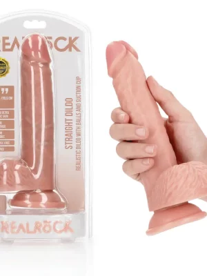 Dildo Straight com Testículos 8"/20,5 cm Pele Clara