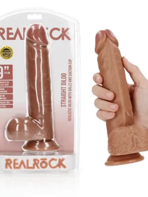 Dildo Straight com Testículos 9"/23 cm Mulato