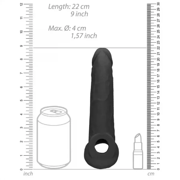 Extensão de Pénis 9'' RealRock Preto