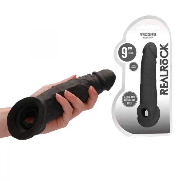 Extensão de Pénis 9'' RealRock Preto