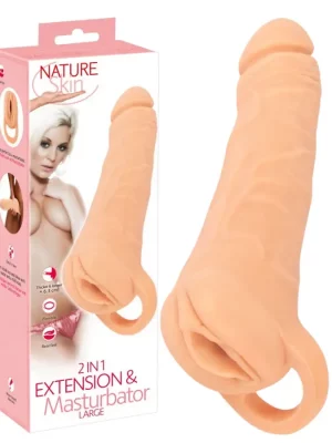 Extensão + Masturbador 2 em 1 Nature Skin Large