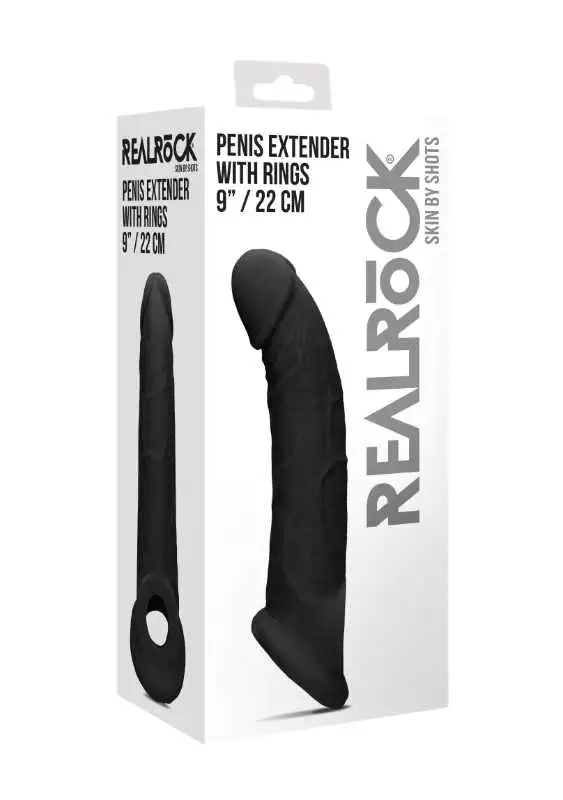 Extensão Peniana com Anéis RealRock Preto