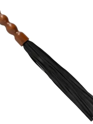 Flogger BDSM em Couro com Cabo de Madeira