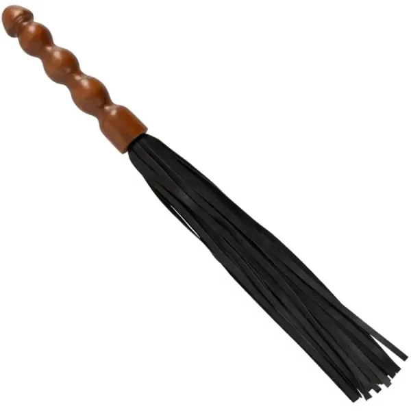 Flogger BDSM em Couro com Cabo de Madeira