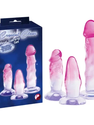 Kit de Dildos e Plug Para Treino Anal Crystal Clear