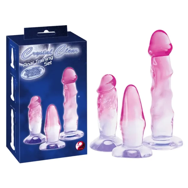 Kit de Dildos e Plug Para Treino Anal Crystal Clear
