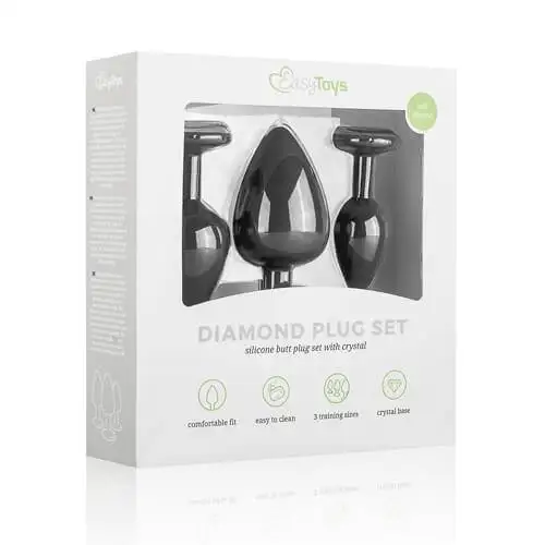 Kit de Plugs Anais Preto com Cristal Easytoys