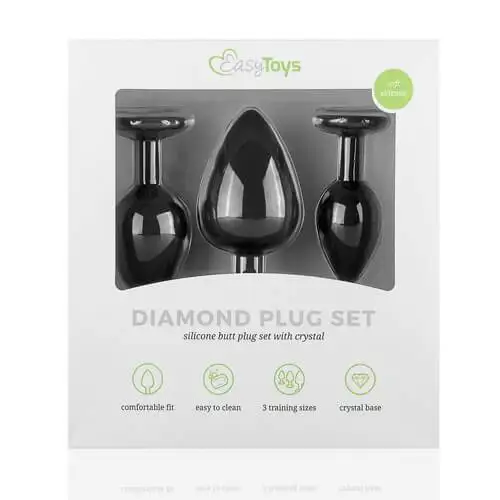 Kit de Plugs Anais Preto com Cristal Easytoys