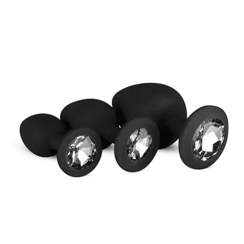 Kit de Plugs Anais Preto com Cristal Easytoys